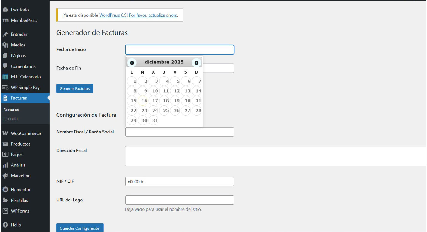 Generador Automático de Facturas PDF para WooCommerce & MemberPress Pro